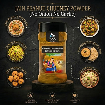 Jain Peanut Chutney Powder | No Onion No Garlic | Jain-Friendly | High Protein | Vegan | Idli Dosa Dip | 365 Spicery