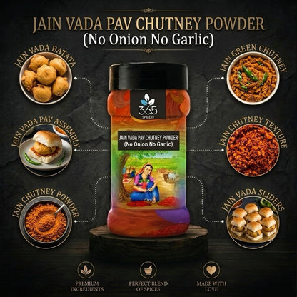 Jain Vada Pav Chutney Powder | No Onion No Garlic | Jain-Friendly | No Artificial Colours | Street Food | 365 Spicery