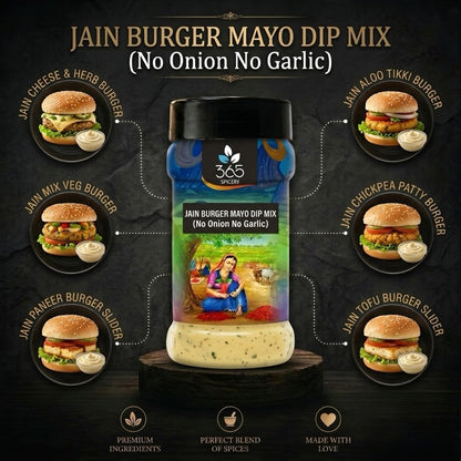 JAIN BURGER MAYO DIP MIX | No Onion No Garlic | Jain-Friendly | Rich Creamy Texture | 365 Spicery