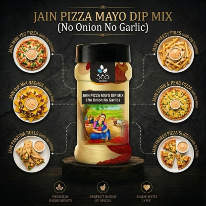JAIN PIZZA MAYO DIP MIX | No Onion No Garlic | Vegan | Perfect for Snacks & Spreads | 365 Spicery
