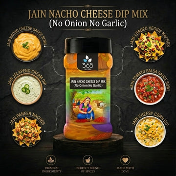 JAIN NACHO CHEESE DIP MIX | No Onion No Garlic | No Artificial Colours | Creamy Snack Pairing | 365 Spicery