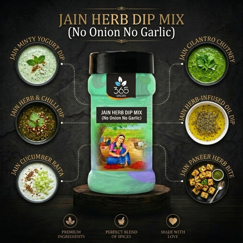 JAIN HERB DIP MIX | No Onion No Garlic | No Artificial Flavours | Premium Garden Blend | 365 Spicery