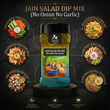 JAIN SALAD DIP MIX | No Onion No Garlic | Gluten-Free | Healthy Dressing Base | Vegan | 365 Spicery