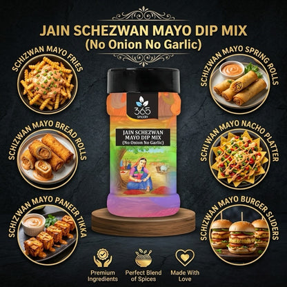 JAIN SCHEZWAN MAYO DIP MIX | No Onion No Garlic | Jain-Friendly | Spicy Fusion Chutney | 365 Spicery