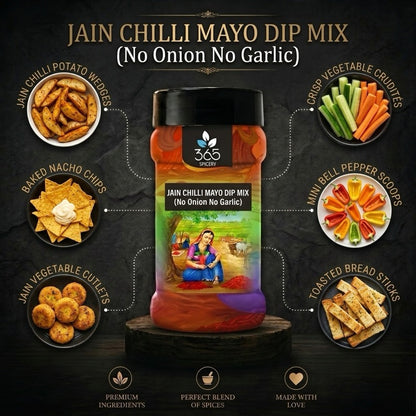 JAIN CHILLI MAYO DIP MIX | No Onion No Garlic | Jain-Friendly | Bold Spicy Spread | Made in India | 365 Spicery