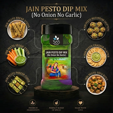 JAIN PESTO DIP MIX | No Onion No Garlic | Jain-Friendly | Fresh Herb Blend | Gourmet Spread | 365 Spicery