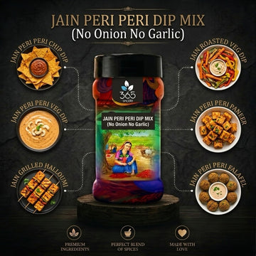 JAIN PERI PERI DIP MIX | No Onion No Garlic | No Artificial Flavours | Spicy Vegan Seasoning | 365 Spicery