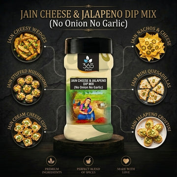JAIN CHEESE & JALAPENO DIP MIX | No Onion No Garlic | Gluten-Free | Creamy Snack Spread | 365 Spicery