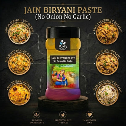 Jain Biryani Paste | No Onion No Garlic | Jain-Friendly | Aromatic Rice Seasoning | Gluten-Free | 365 Spicery