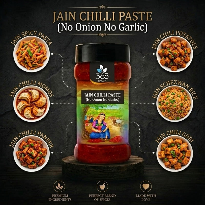 Jain Chilli Paste | No Onion No Garlic | Jain-Friendly | Intense Heat Curry Base | Gluten-Free | 365 Spicery