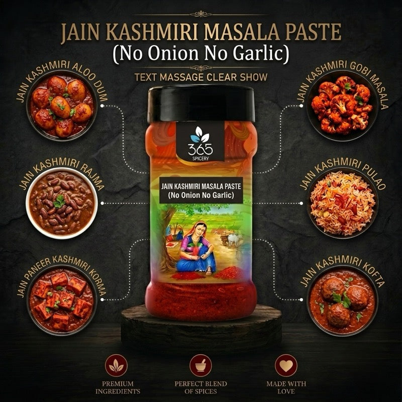 Jain Kashmiri Masala Paste | No Onion No Garlic | Jain-Friendly | Vibrant Red Curry Base | Natural | 365 Spicery