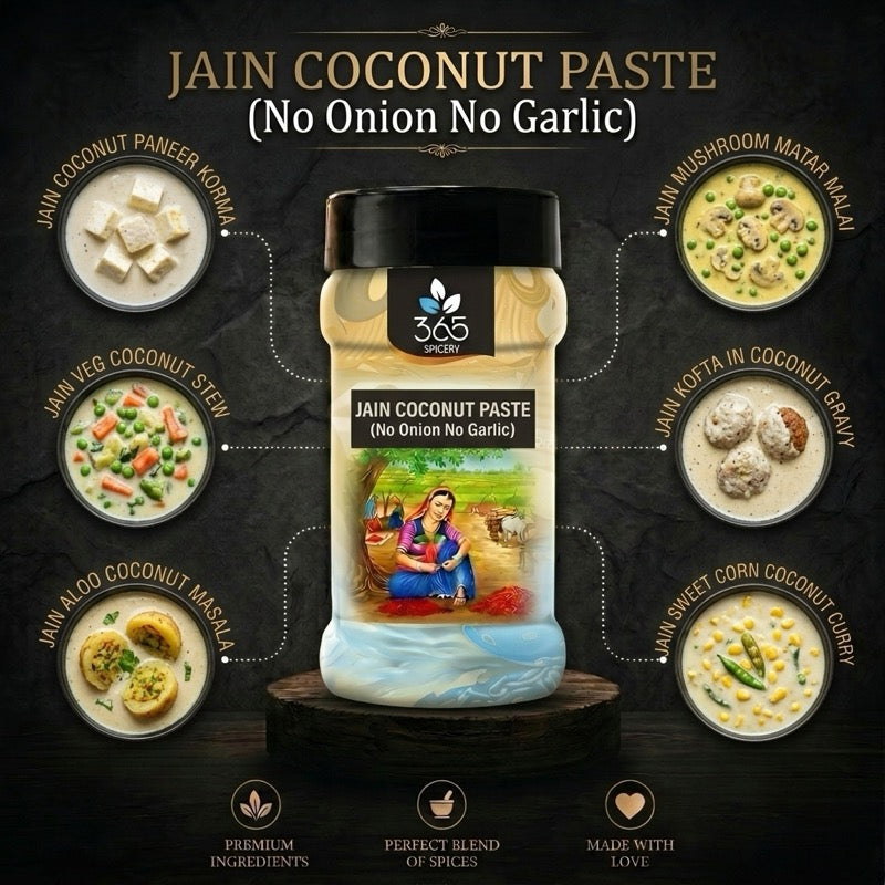 JAIN COCONUT PASTE (No Onion No Garlic) | Creamy Tropical Curry Base | Vegan | Gluten-Free | 365 Spicery