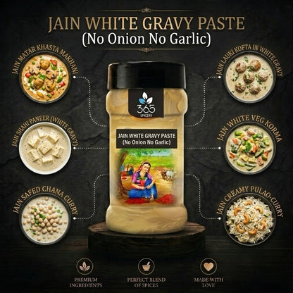 Jain White Gravy Paste (No Onion No Garlic Paste) | Rich Cashew Curry Base | Vegan | Natural Ingredients | 365 Spicery