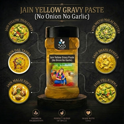 Jain Yellow Gravy Paste (No Onion No Garlic Paste) | Mild Creamy Curry Base | Vegan | No MSG | 365 Spicery