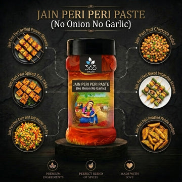 JAIN PERI PERI PASTE (No Onion No Garlic) | Fiery Vegan Grill Base | No Artificial Flavours | 365 Spicery