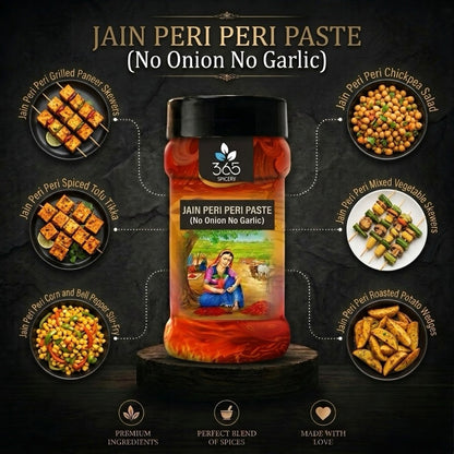JAIN PERI PERI PASTE (No Onion No Garlic) | Fiery Vegan Grill Base | No Artificial Flavours | 365 Spicery