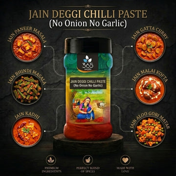JAIN DEGGI CHILLI PASTE (No Onion No Garlic) | Vibrant Natural Colour | Vegan | Gluten-Free | 365 Spicery
