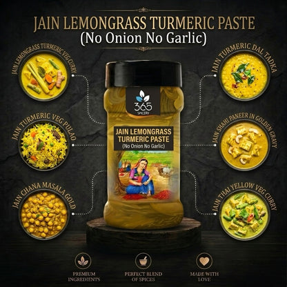 JAIN LEMONGRASS TURMERIC PASTE (No Onion No Garlic) | Aromatic Vegan Base | Natural Ingredients | 365 Spicery