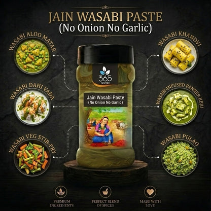 JAIN WASABI PASTE (No Onion No Garlic) | Authentic Japanese Heat | Vegan | No Artificial Colours | 365 Spicery
