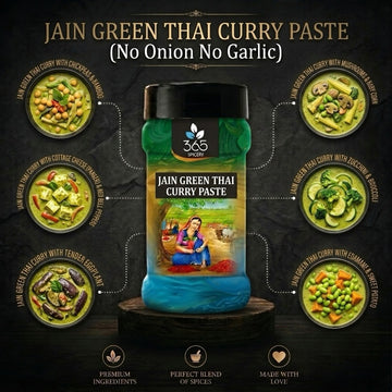 Jain Green Thai Curry Paste (No Onion No Garlic) | Premium Vegan Gravy | No Artificial Colours | 365 Spicery