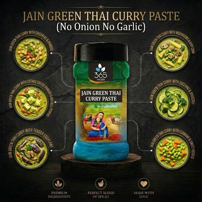Jain Green Thai Curry Paste (No Onion No Garlic) | Premium Vegan Gravy | No Artificial Colours | 365 Spicery