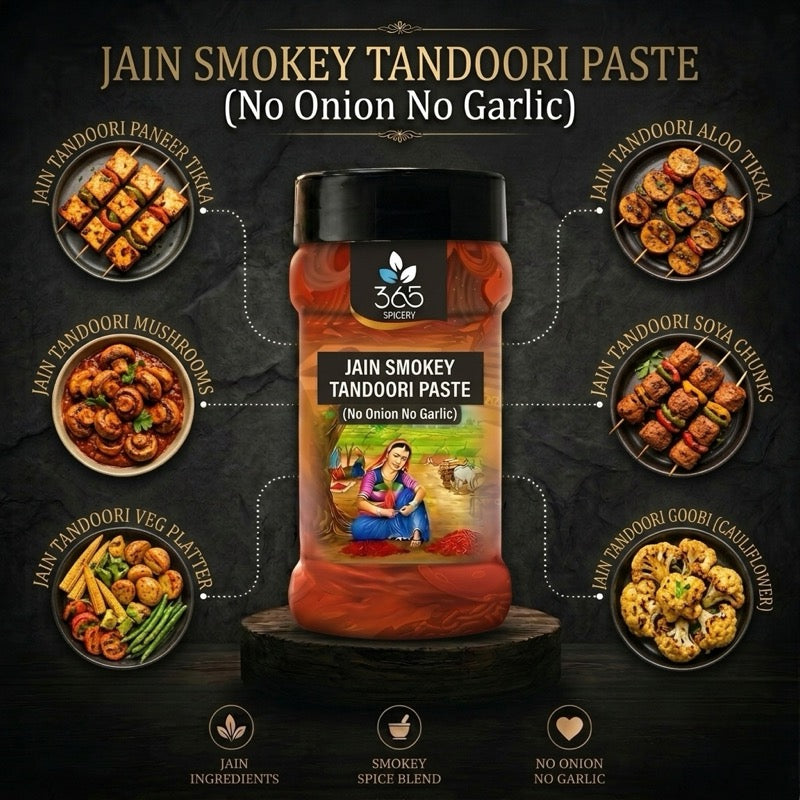 JAIN SMOKEY TANDOORI PASTE (No Onion No Garlic) | Vegan Grill Marinade | Natural Ingredients | 365 Spicery