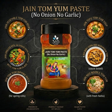 Jain Tom Yum Paste (No Onion No Garlic) | Authentic Vegan Soup Base | Natural Ingredients | 365 Spicery