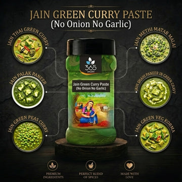 JAIN GREEN CURRY PASTE (No Onion No Garlic) | Vegan Thai Gravy Base | No Artificial Flavours | 365 Spicery