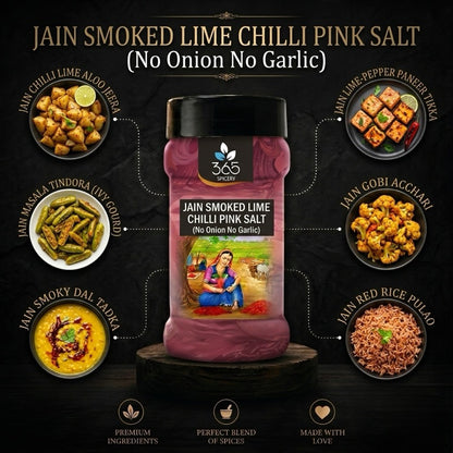 Jain Smoked Lime Chilli Pink Salt | No Onion No Garlic | Jain-Friendly | Vegan | Bold Flavour | 365 Spicery