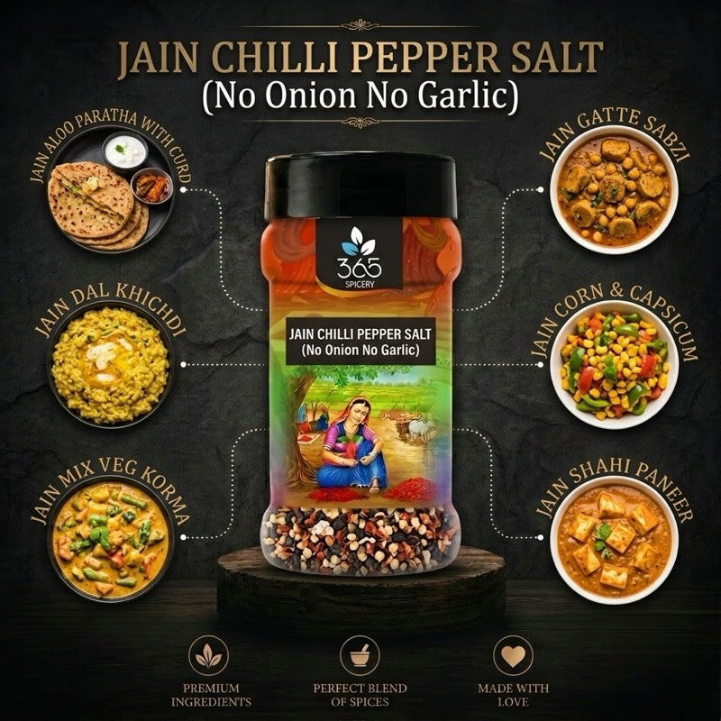 Jain Chilli Pepper Salt | No Onion No Garlic | Jain-Friendly | Gluten-Free | Everyday Seasoning | 365 Spicery