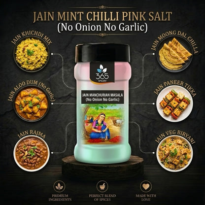 Jain Mint Chilli Pink Salt | No Onion No Garlic | Jain-Friendly | Vegan | Refreshing & Spicy | 365 Spicery