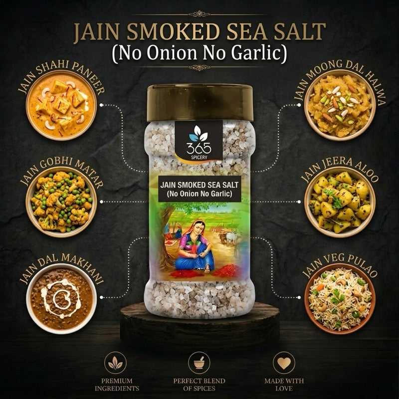 Jain Smoked Sea Salt | No Onion No Garlic | Jain-Friendly | Premium Quality | Gourmet Seasoning | 365 Spicery