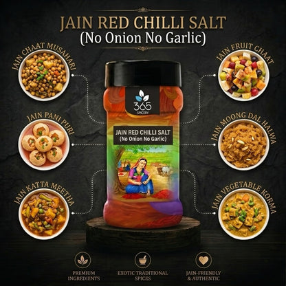 Jain Red Chilli Salt | No Onion No Garlic | Jain-Friendly | Gluten-Free | Pure Natural Ingredients | 365 Spicery
