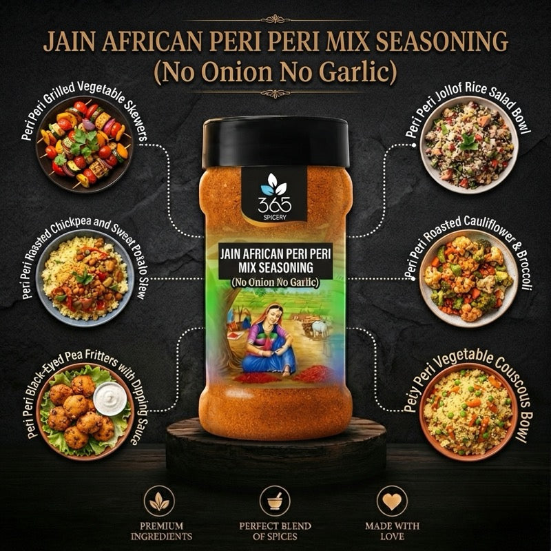 Jain African Piri Piri Mix | No Onion No Garlic | Spicy Zesty Seasoning | Vegan | Natural | 365 Spicery