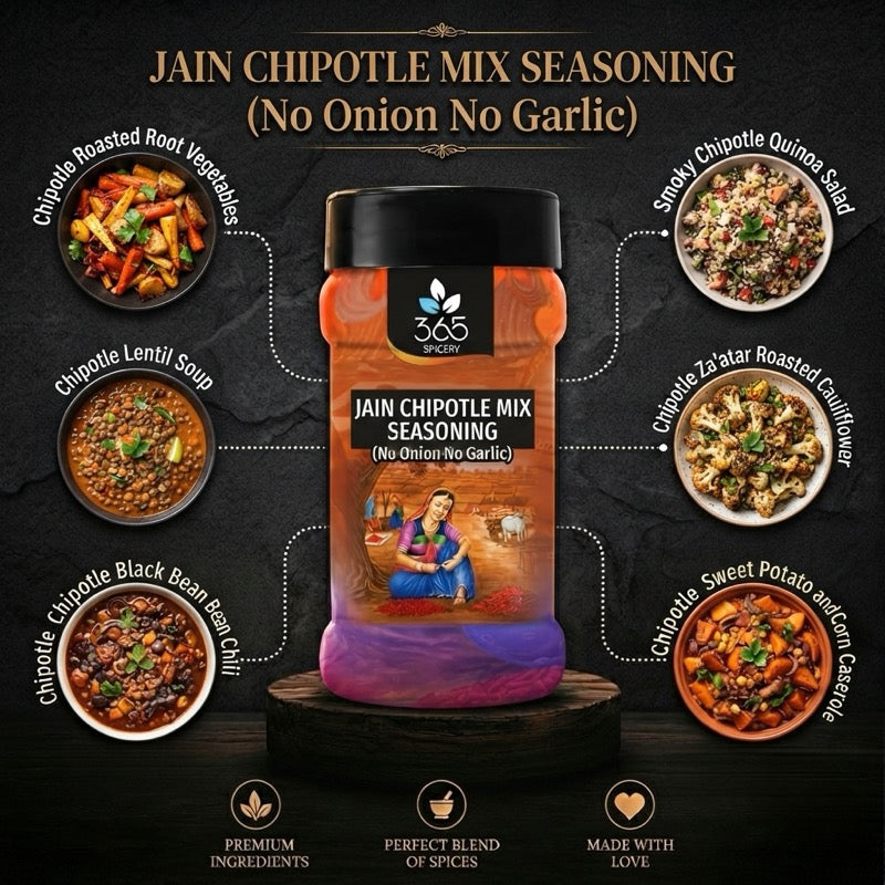Jain Chipotle BBQ Seasoning | No Onion No Garlic | Jain-Friendly | Premium Quality | Smoky Flavour | 365 Spicery