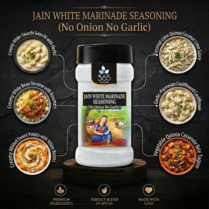 Jain White Marinade | No Onion No Garlic | Mild Creamy Grill Spice | No Artificial Flavours | 365 Spicery