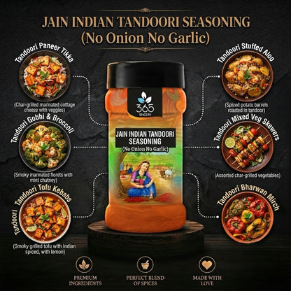 Jain Indian Tandoori Seasoning | No Onion No Garlic | Classic BBQ Rub | No Artificial Colours | 365 Spicery