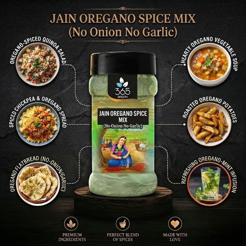 Jain Oregano Spice Mix | No Onion No Garlic | Ideal for Pizza & Pasta | Gluten-Free | 365 Spicery