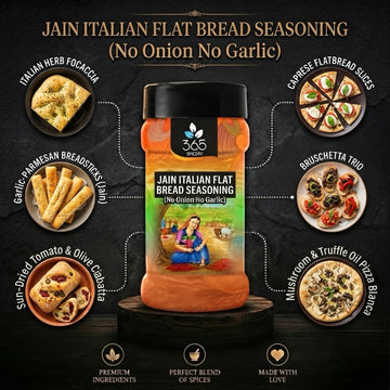 Jain Italian Flat Bread Seasoning | No Onion No Garlic | Vegan | Gluten-Free | Premium Quality | 365 Spicery