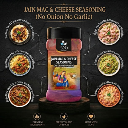 Jain Mac N Cheese Seasoning | No Onion No Garlic | Jain-Friendly | Premium Quality | Cheesy Pasta | 365 Spicery