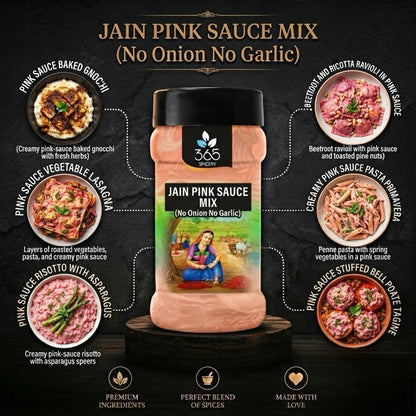 Jain Pink Sauce Mix | No Onion No Garlic | Jain-Friendly | No Artificial Flavours | Pasta Seasoning | 365 Spicery