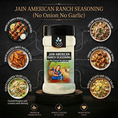 Jain American Ranch Seasoning | No Onion No Garlic | Jain-Friendly | Vegan | Creamy Herb Flavour | 365 Spicery