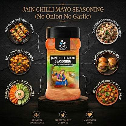 Jain Chilli Mayo Seasoning | No Onion No Garlic | Jain-Friendly | No Artificial Colours | Creamy Dip | 365 Spicery