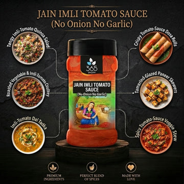 Jain Imli Tomato Sauce | No Onion No Garlic | Jain-Friendly | Gluten-Free | Tangy Street Food Dip | 365 Spicery