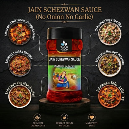 Jain Schezwan Sauce | No Onion No Garlic | Jain-Friendly | No Artificial Colours | Indo-Chinese Base | 365 Spicery