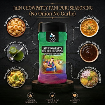 Jain Chowpatty Pani Puri Seasoning | No Onion No Garlic | Jain-Friendly | No MSG | Authentic Taste | 365 Spicery