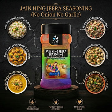 Jain Hing Jeera Seasoning | No Onion No Garlic | Jain-Friendly | Authentic Indian | Digestive Snack | 365 Spicery