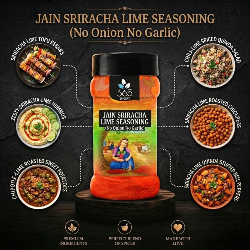 Jain Sriracha Lime Cheese Seasoning | No Onion No Garlic | Jain-Friendly | No Artificial Flavours | For Fries | 365 Spicery