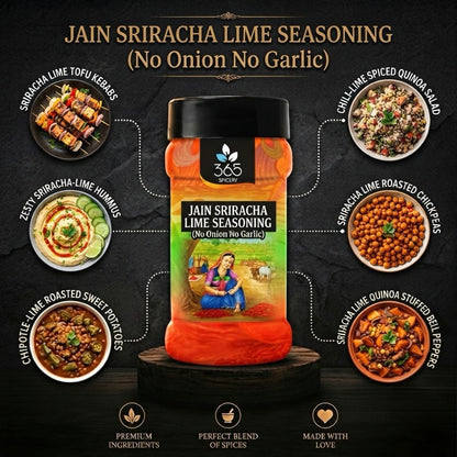Jain Sriracha Lime Cheese Seasoning | No Onion No Garlic | Jain-Friendly | No Artificial Flavours | For Fries | 365 Spicery