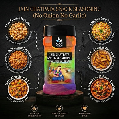 Jain Chatpata Pudina Snack Seasoning | No Onion No Garlic | Jain-Friendly | Gluten-Free | Minty Popcorn | 365 Spicery